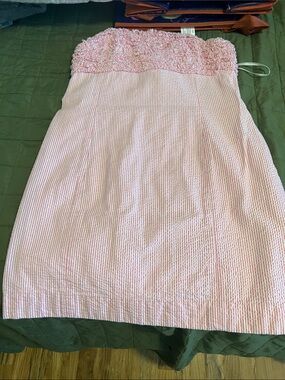 Lilly Pulitzer Pink Strapless Seersucker Dress